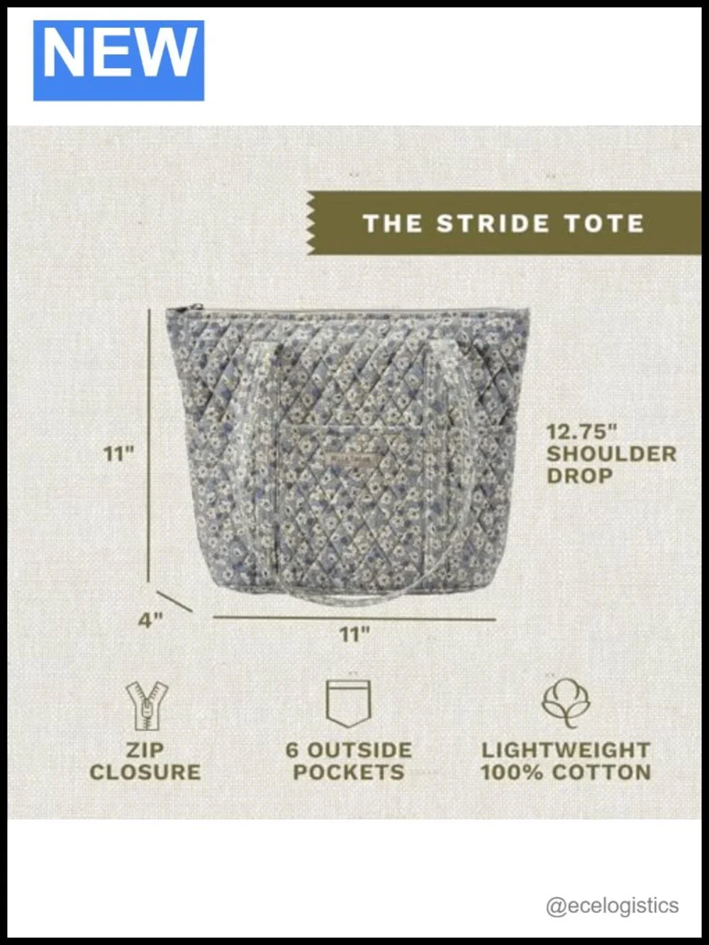 Quilted Cotton Shoulder Tote Bag with Multiple Pockets